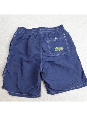 Lacoste Mens Swim Shorts Small Blue Large Croc Lined NEW